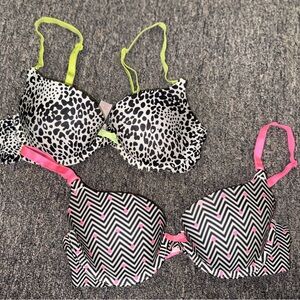 Victoria's Secret (32B) Vintage Neon Pattern Demi Bras